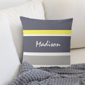 グレーはっきりしたイエローストライプ装飾用クッション クッション