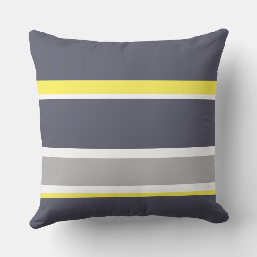グレーはっきりしたイエローストライプ装飾用クッション クッション (裏面)