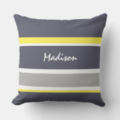 グレーはっきりしたイエローストライプ装飾用クッション クッション (正面)