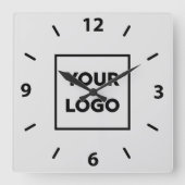 グレーはっきりしたカスタムのビジネス・ロゴ スクエア壁時計 (正面)