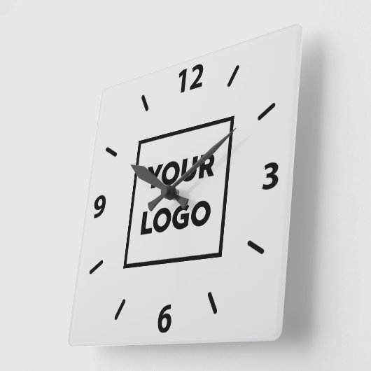 グレーはっきりしたカスタムのビジネス・ロゴ スクエア壁時計 (傾斜)