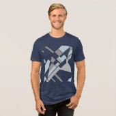 グレーはっきりしたジオメトリック対角線クロスMCM外観 トライブレンドＴシャツ (正面全面)