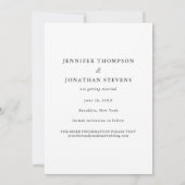 グレーはっきりしたスクリプトオーバーレイモダン婚約写真 セーブザデート (裏面)