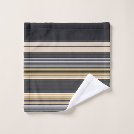 グレーはっきりしたタンストライプ バスタオルセット (ウォッシュタオル)