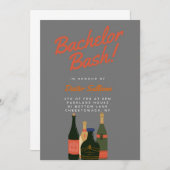 グレーはっきりしたバチュラーパーティ招待状 招待状 (正面/裏面)
