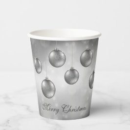 グレーぼかし背景のシルバーグレー クリスマス オーナメント 紙コップ