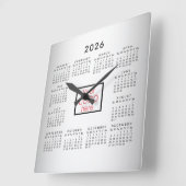 グレーぼやけバックグラウンカスタムド2026カレンダー スクエア壁時計 (傾斜)
