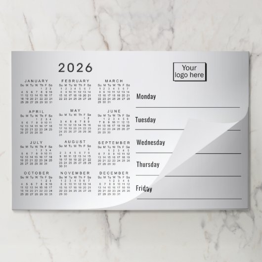 グレーぼやけバックグラウンカスタムド2026カレンダー ペーパーパッド (折り畳み)