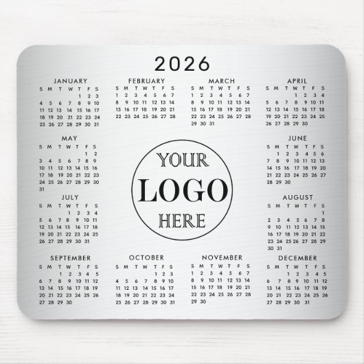 グレーぼやけバックグラウンカスタムド2026カレンダー マウスパッド (正面)