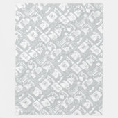 グレーまたは任意の色と白のレトロ電話パターン フリースブランケット (正面)