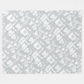 グレーまたは任意の色と白のレトロ電話パターン フリースブランケット (正面(横))