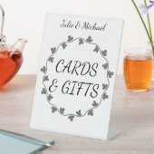 グレーアイビーリースウェディングカードとギフトホワイト 台座サイン (インサイチュ)