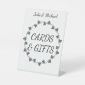 グレーアイビーリースウェディングカードとギフトホワイト 台座サイン (正面)