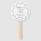 グレーアイビーリースパーソナライズされた結婚式 プログラム ハンドファン (正面)