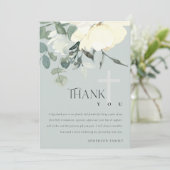 グレーアイボリーホワイトアクアフローラファーストホーリーコミュニオン サンキューカード (スタンド正面)