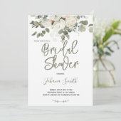 グレーアイボリーホワイトウォーター色フローラブライダルシャワー 招待状 (スタンド正面)