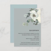 グレーアイボリーホワイト牡丹ウォーター色バンチ披露宴 出欠カード (正面/裏面)