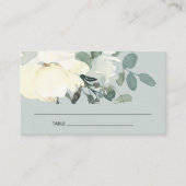 グレーアイボリー白色フローラブライダルシャワー座席表 名刺 (正面)