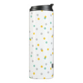 グレーアクアアンドイエロー紙吹雪ドットモノグラム タンブラー (回転左)