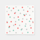 グレーアクアアンドコーラル紙吹雪ドット スタンダードカクテルナプキン (正面)