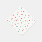 グレーアクアアンドコーラル紙吹雪ドット スタンダードカクテルナプキン (角)