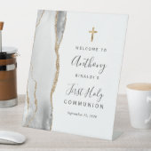 グレーアゲート金ゴールド初の聖餐式へようこそ 台座サイン (インサイチュ)