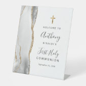 グレーアゲート金ゴールド初の聖餐式へようこそ 台座サイン (正面)