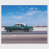 グレーアスファルト道路のグリーンクーペ ラッピングペーパー (フラット)