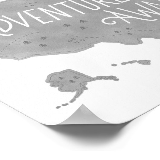 グレーアドベンチャー待ちアメリカ地図キッズルームデコール ポスター (角)