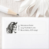 グレーアドレスの馬のスケッチとカタツムリのビット ラベル (インサイチュ)