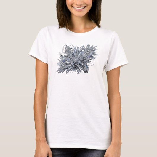 グレーアブストラクトアートTシャツで個性を表現 Tシャツ (正面)