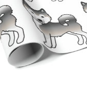グレーアラスカンマラムテかわいい犬のパターン ラッピングペーパー (ロールコーナー)