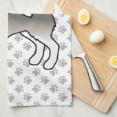 グレーアラスカンマラムートカワイートカートマンガードッグ キッチンタオル (四つ折り)