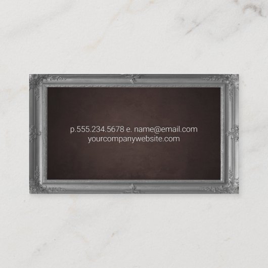 グレーアンティーク枠 | 茶色のテクスチャ 名刺 (裏面)