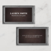 グレーアンティーク枠 | 茶色のテクスチャ 名刺 (正面/裏面)