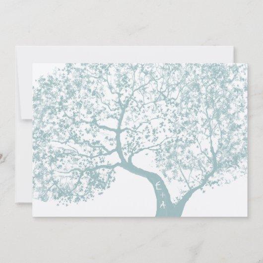グレーアンドアクアツリーウェディングパーソナライズされた招待状 招待状 (裏面)