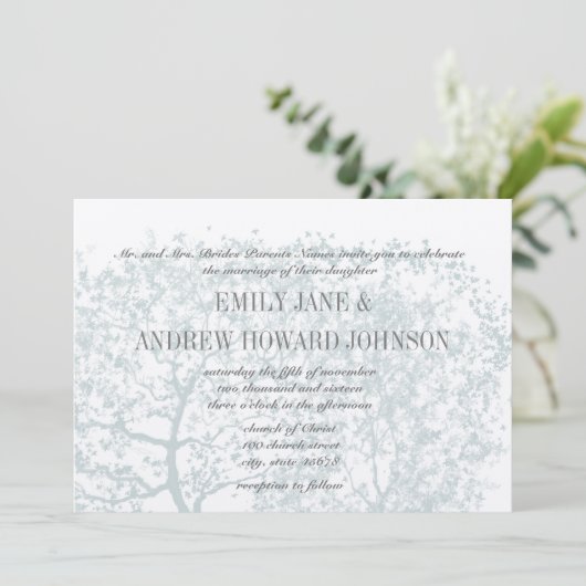 グレーアンドアクアツリーウェディングパーソナライズされた招待状 招待状 (スタンド正面)