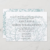 グレーアンドアクアツリーウェディングパーソナライズされた招待状 招待状 (正面/裏面)