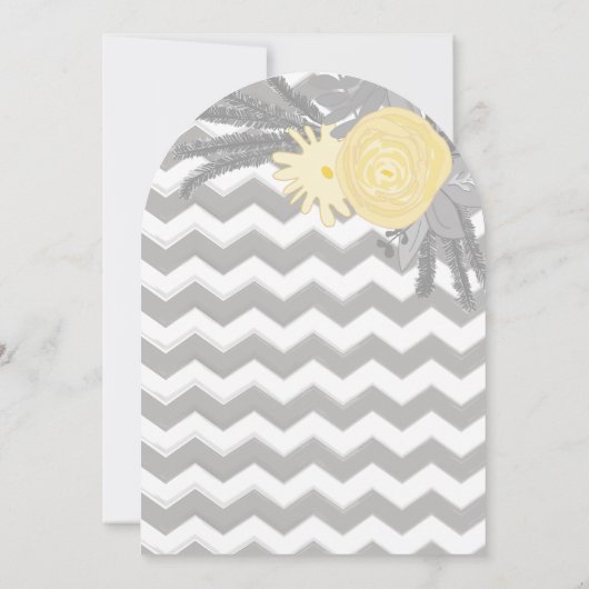 グレーアンドイエロージグザグロマンチック結婚ズ 招待状 (裏面)