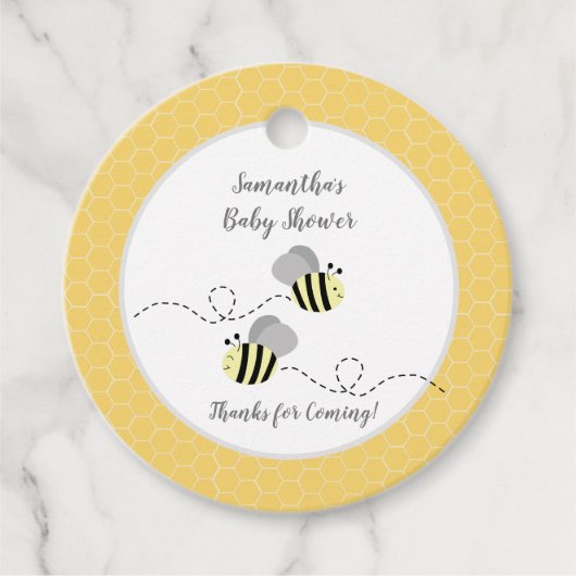 グレーアンドイエローバンブルビーズラウンドメッセージカード フェイバータグ (正面)