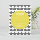 グレーアンドイエローパターンベビーシャワー招待状 招待状 (スタンド正面)