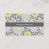 グレーアンドイエローレトロフローラダマスク 名刺 (裏面)