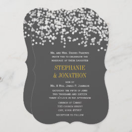 グレーアンドイエローロマンチック夕べ結婚ズ 招待状