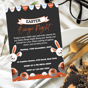 グレーアンドオレンジビンゴモダンナイト招待状 招待状