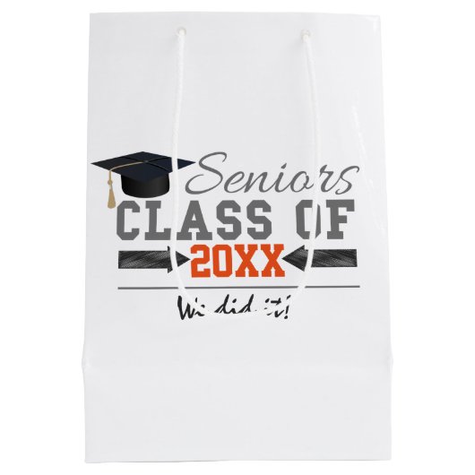 グレーアンドオレンジ卒業ギア ミディアムペーパーバッグ (裏面)