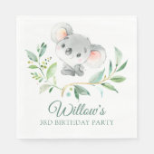 グレーアンドグリーンコアラ誕生日パーティ男女兼用ー スタンダードランチョンナプキン (正面)