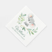 グレーアンドグリーンコアラ誕生日パーティ男女兼用ー スタンダードランチョンナプキン (角)