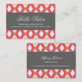 グレーアンドコーラルトライバルイカットシェブロン 名刺 (正面/裏面)