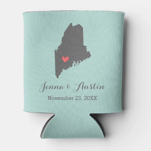 グレーアンドコーラルメイン結婚式の引き出物 缶クーラー (正面)