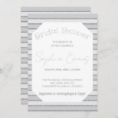 グレーアンドシルバーストライプのブライダルシャワー 招待状 (正面/裏面)